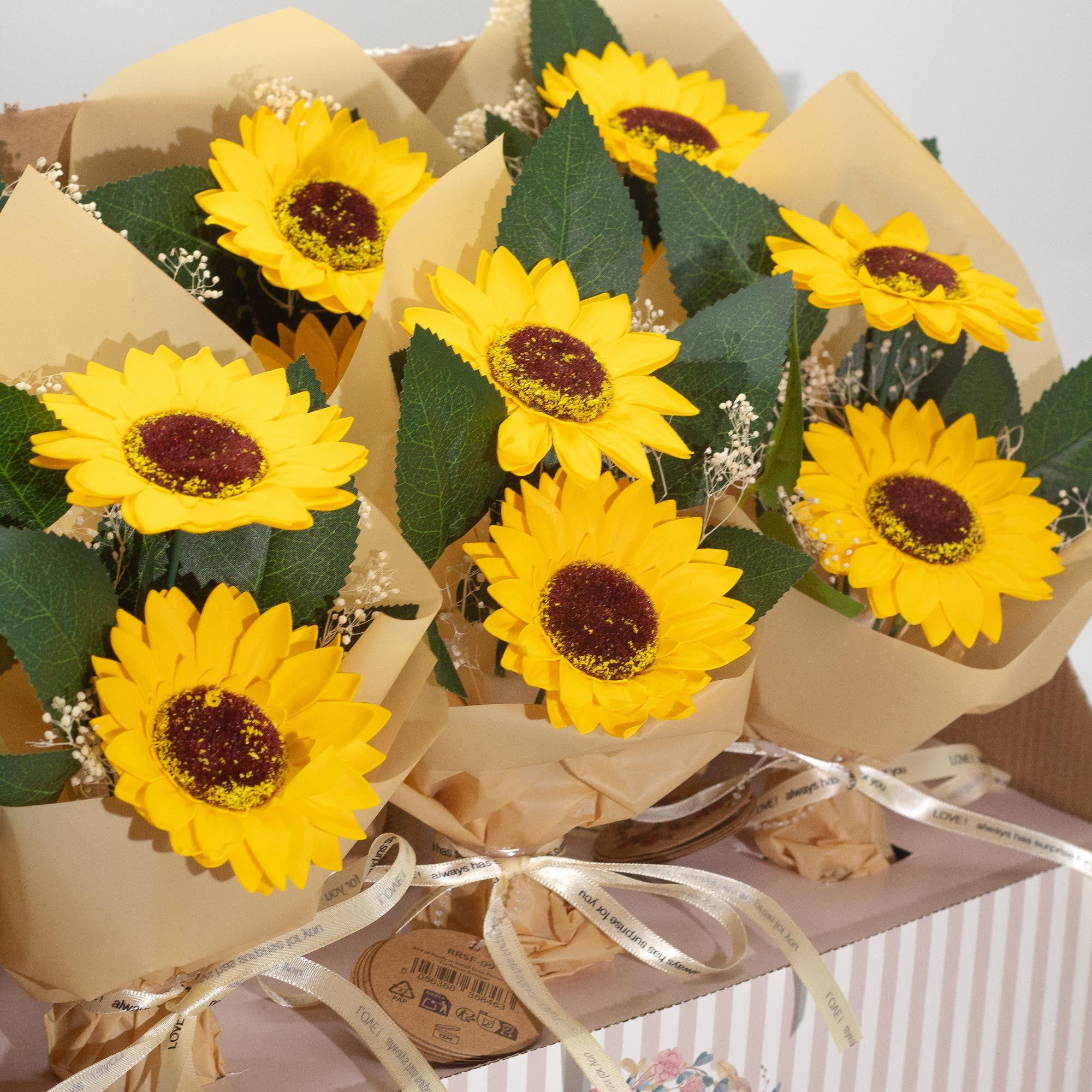 Soap Flower Two Sunflower Bouquet for Home Accent and Gifting