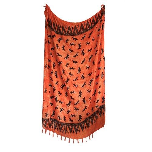 Bali Gecko Sarongs in Vibrant Orange for Stylish Summer Wear