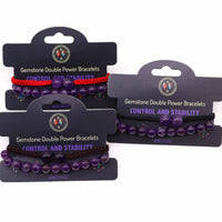 Gemstone Double Power Bracelets- Amethyst