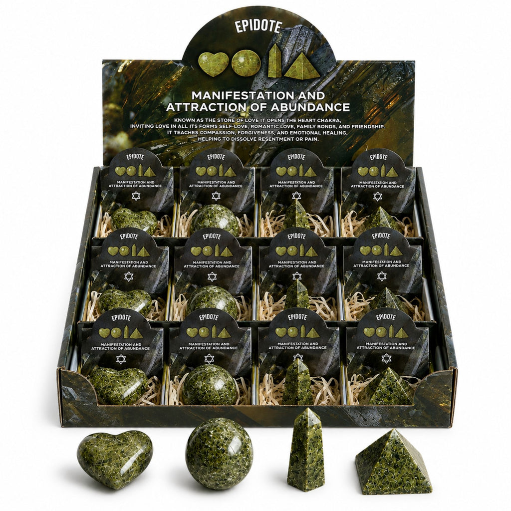 Four Unique Epidote Gemstone Shapes Set for Home Decor Lovers