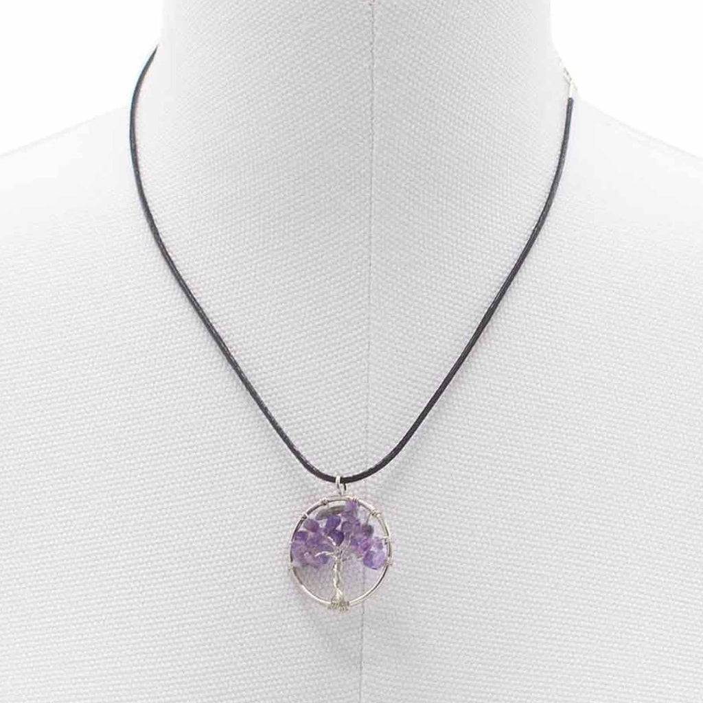 Tree of Life Pendant in Amethyst with Intricate Design Detail