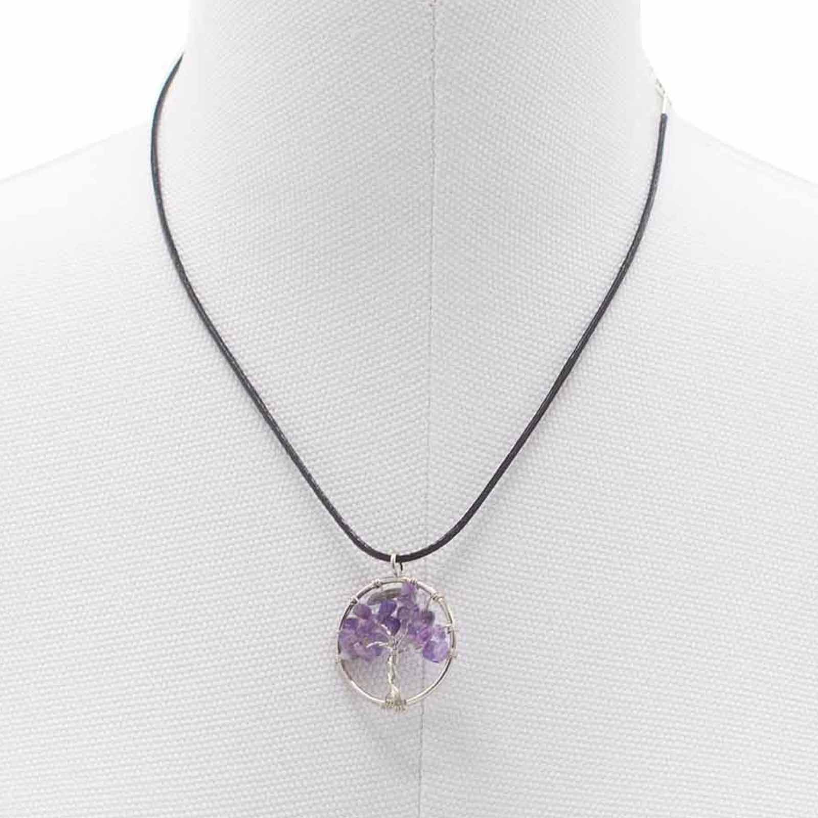 Tree of Life Pendant in Amethyst with Intricate Design Detail