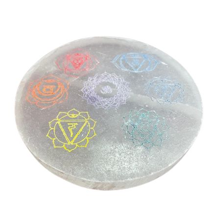Medium Charging Plate 10cm with Vibrant Chakra Design for Crystals