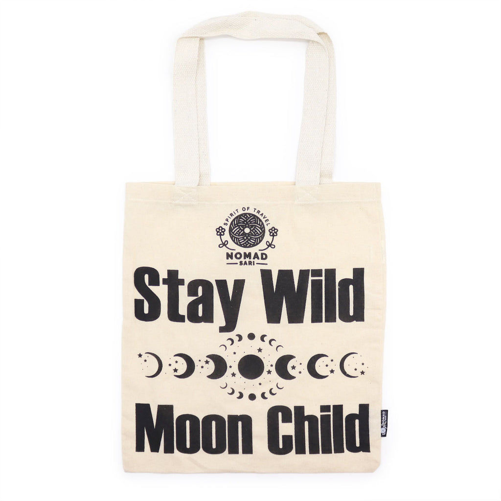 Iconic Basic Tote Bag Stay Wild Moon Child for Everyday Use