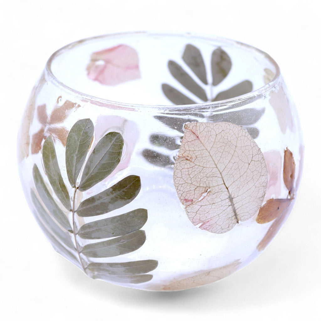 Natural Floral Glass Bowl Candle Holder Primavera for Home Décor