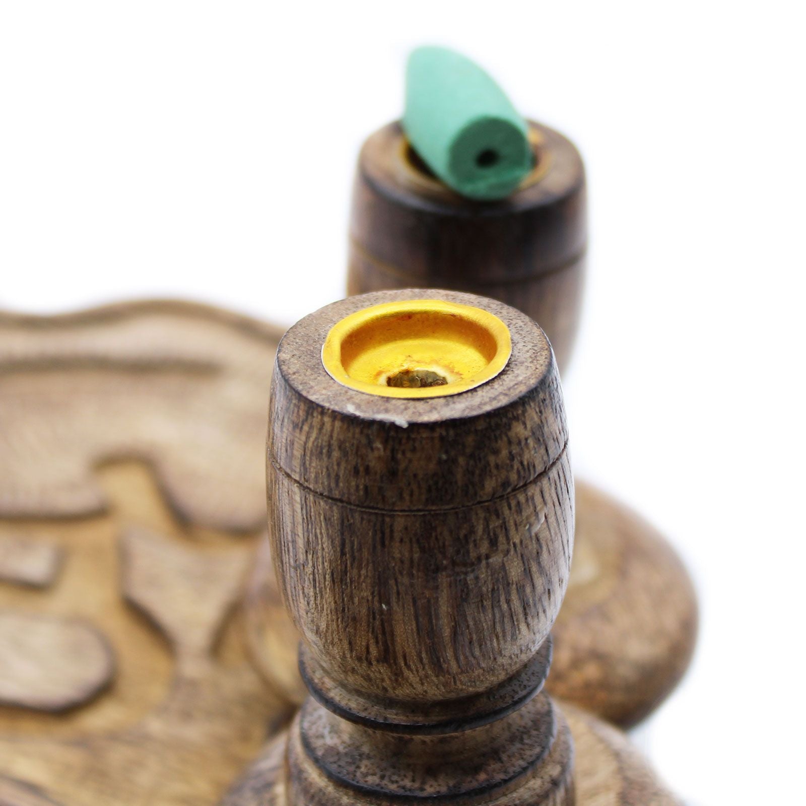 Small Mango Wood Backflow Burner with Tree of Life Design for Home