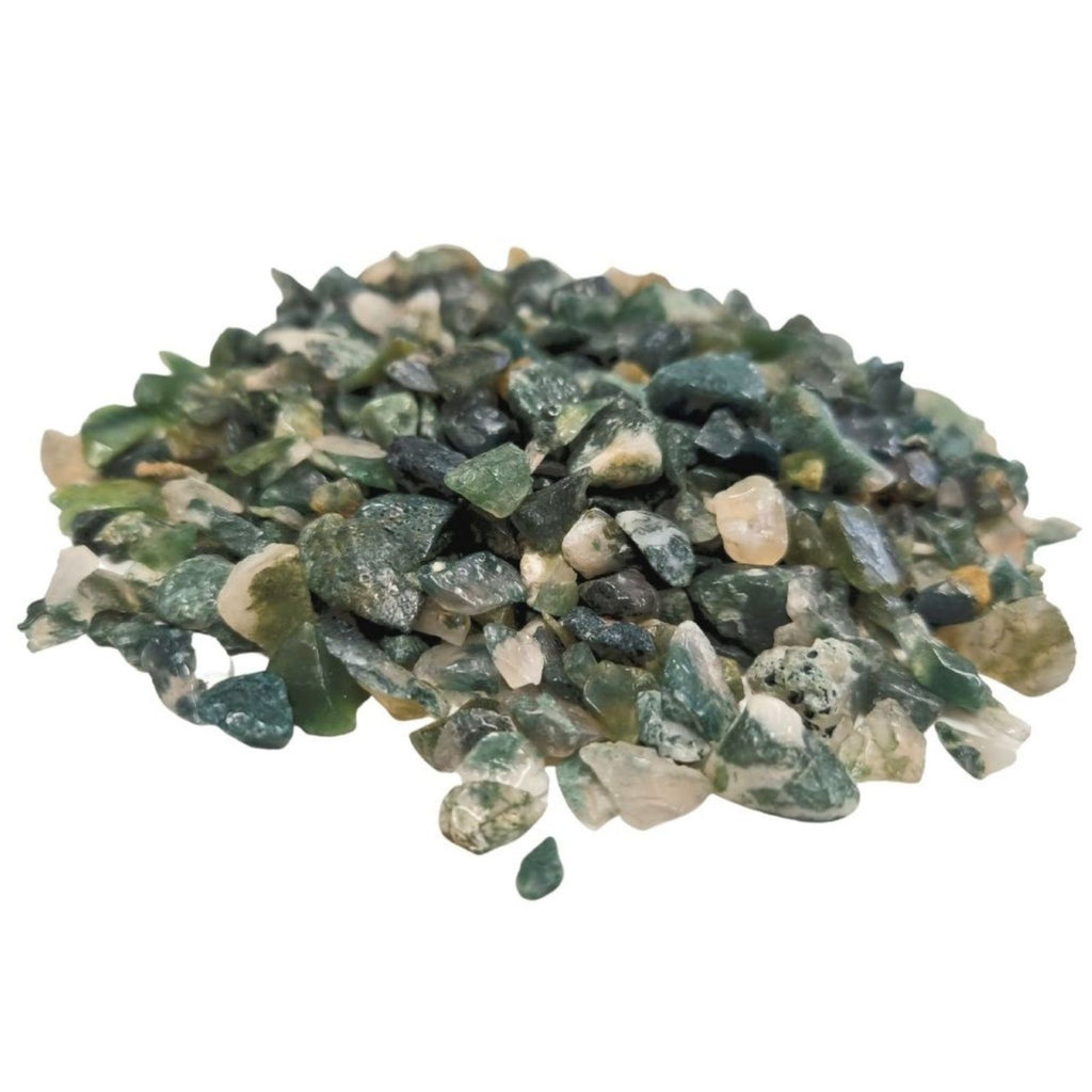 Moss Agate Gemstone Chips Bulk 1KG for Crafting and Home Decor