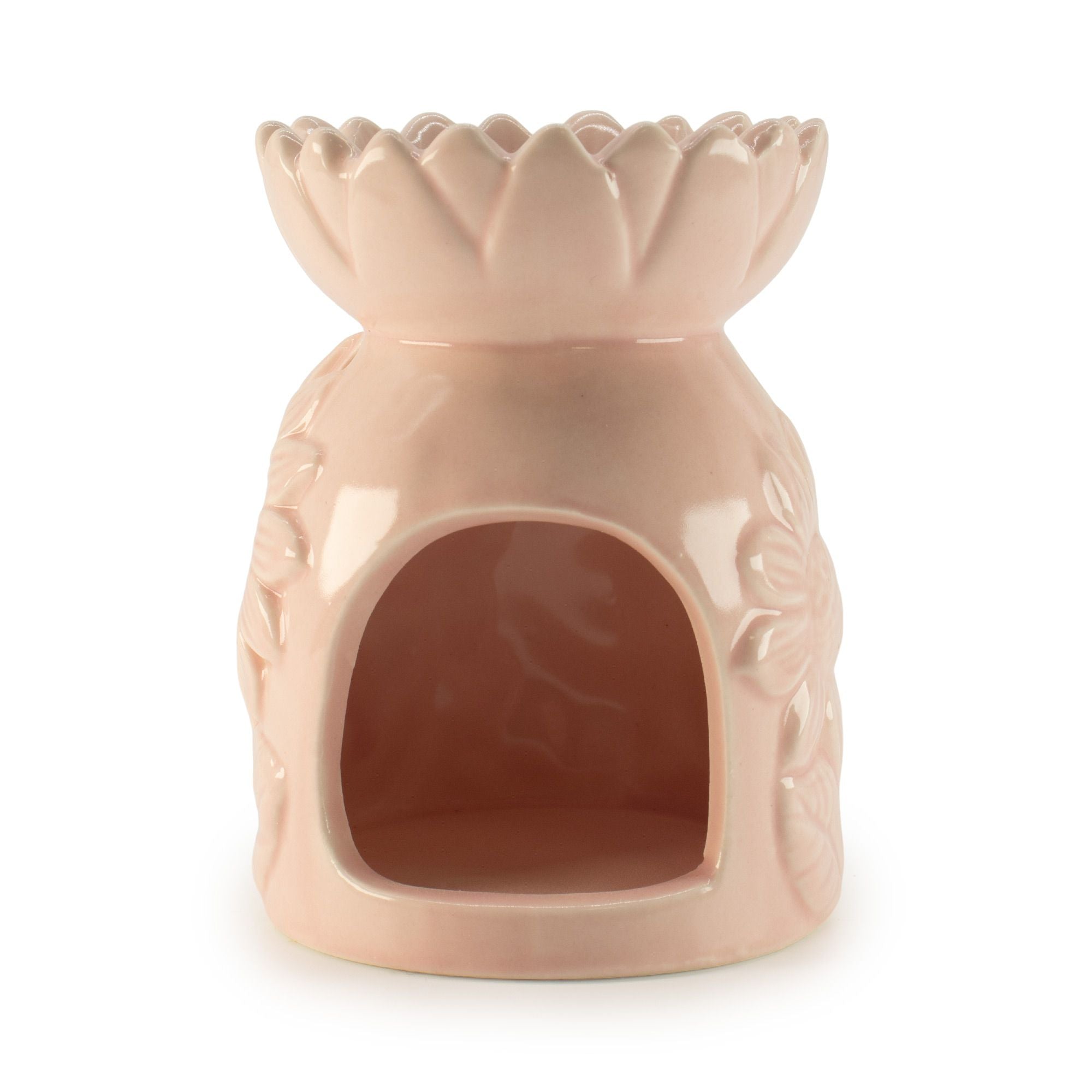 Ceramic Sunflower Oil Burner in Pastel Pink for Home Fragrance