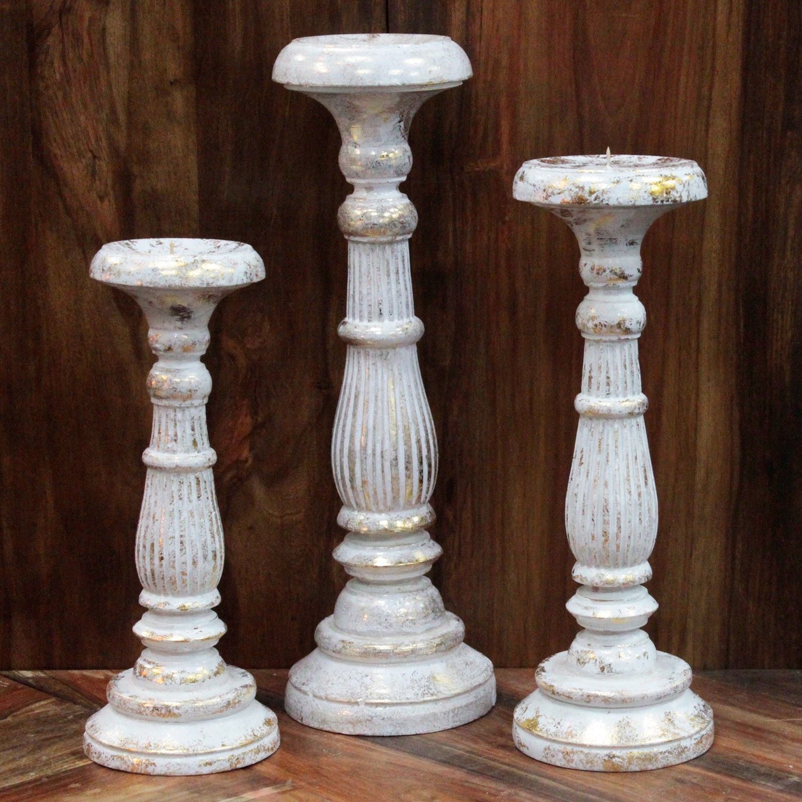 Large White Gold Candle Stand for Elegant Home Decor Display