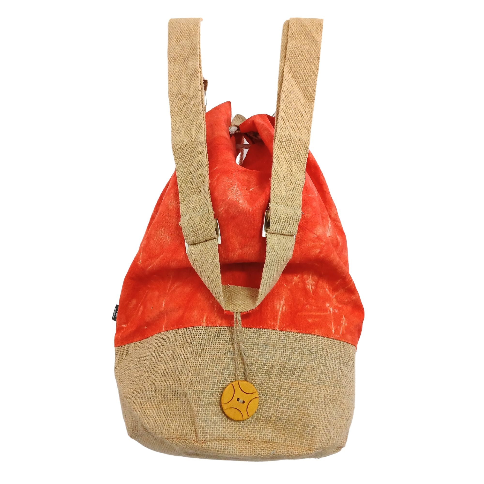All Natural Backpack in Orange Stonewash with Namaste Hand Design
