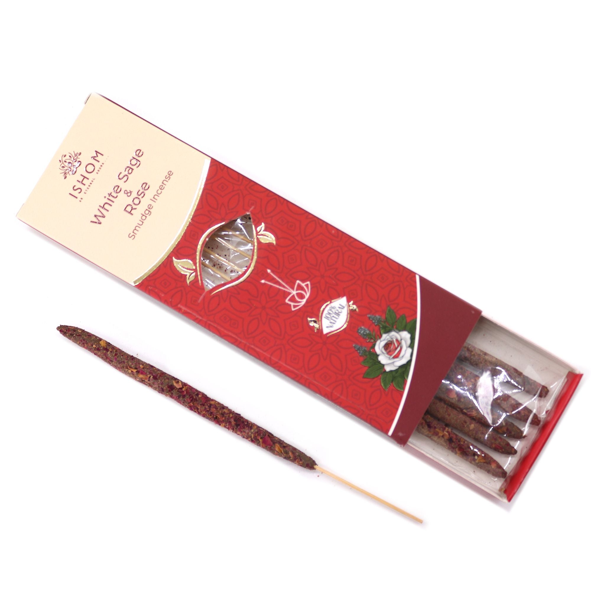 Ishom Smudge Incense White Sage and Rose for Cleansing Spaces