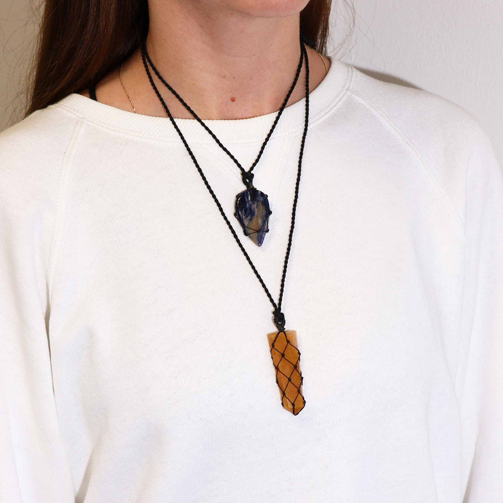 Laced Gemstone Teardrop Pendant with Stunning Sodalite Design