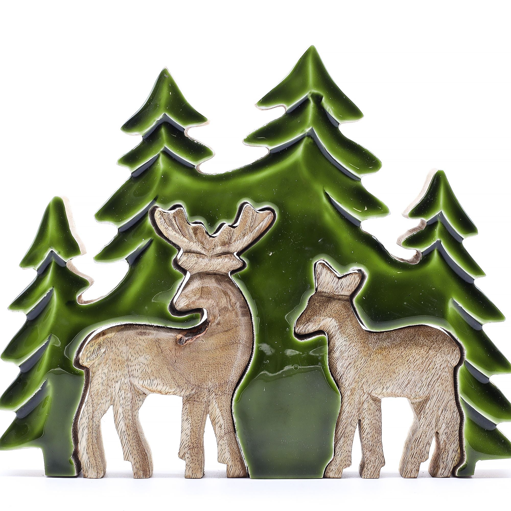 Lost in the Forest Two Deer 3D Wooden Decoration for Home Decor