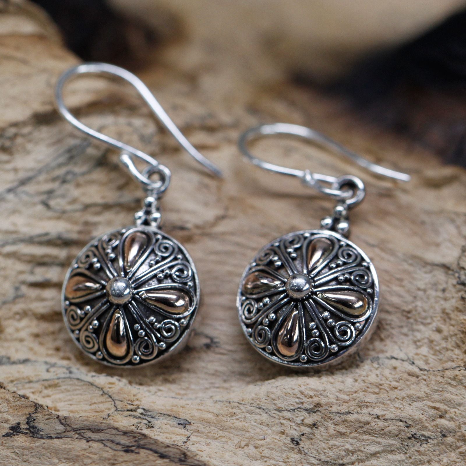 Silver and Gold Classic Round Earrings for Stylish Elegance