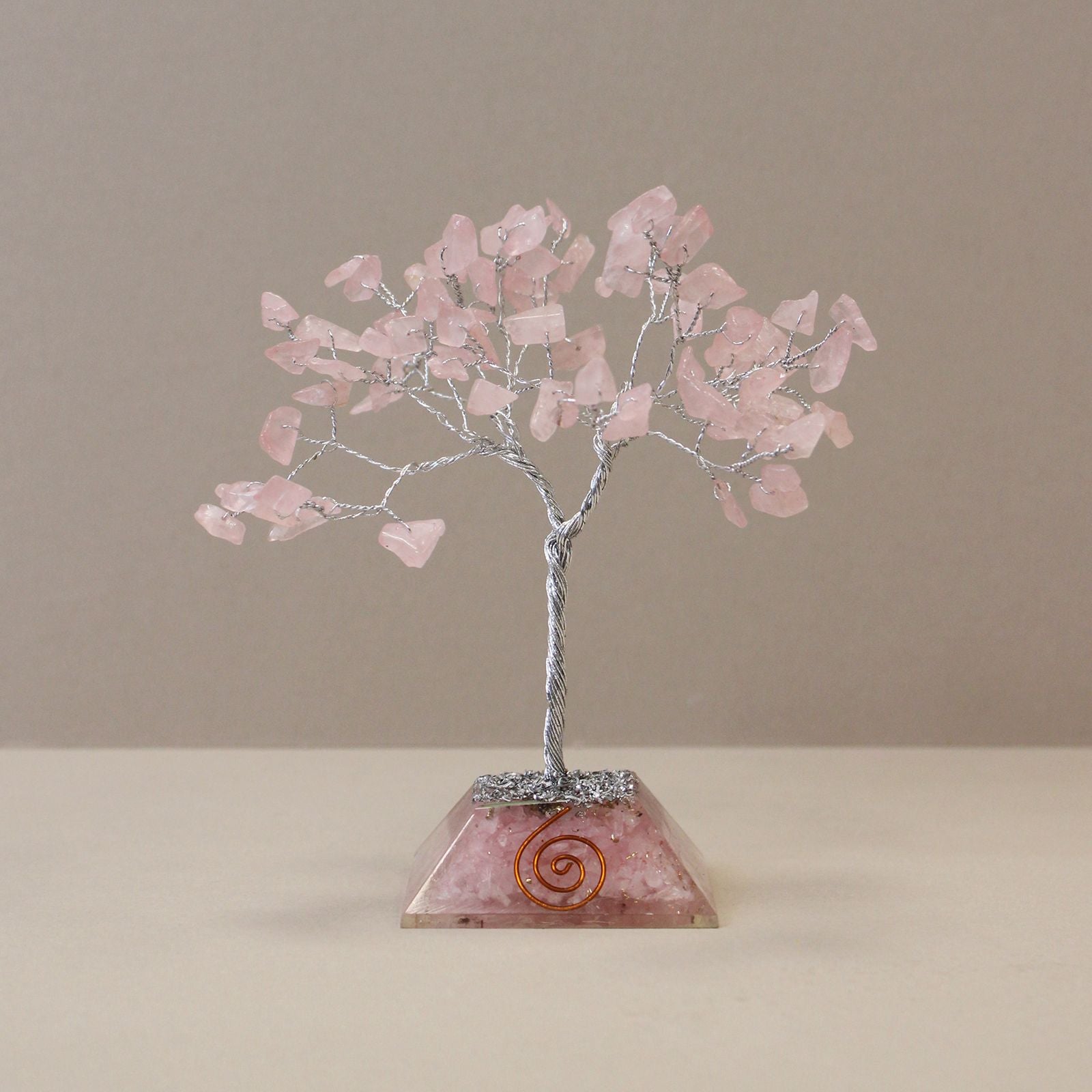 Rose Quartz Gemstone Tree with Orgonite Base and 80 Stones