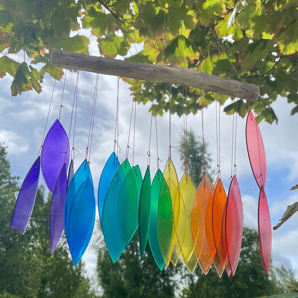 Rainbow Glass Chime Assorted Recycled Glass Wind Chimes