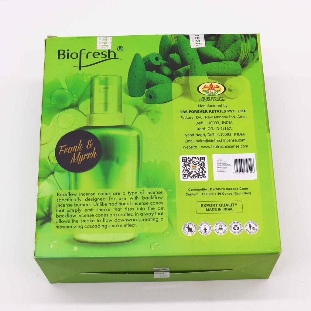 Biofresh Backflow Incense Cones Frank & Myrrh for Relaxation