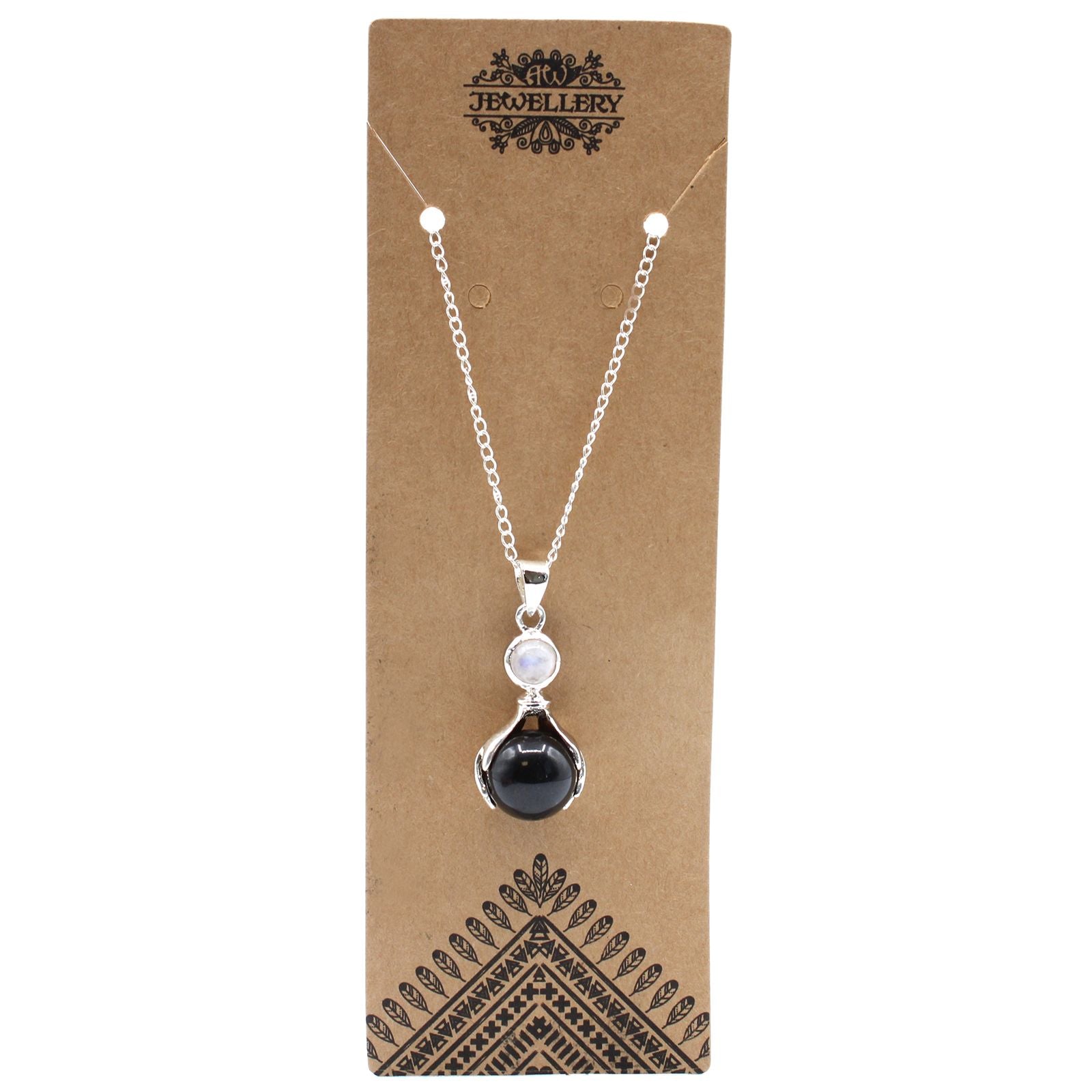 Gemstone Healing Hands Pendant in Black Agate Design