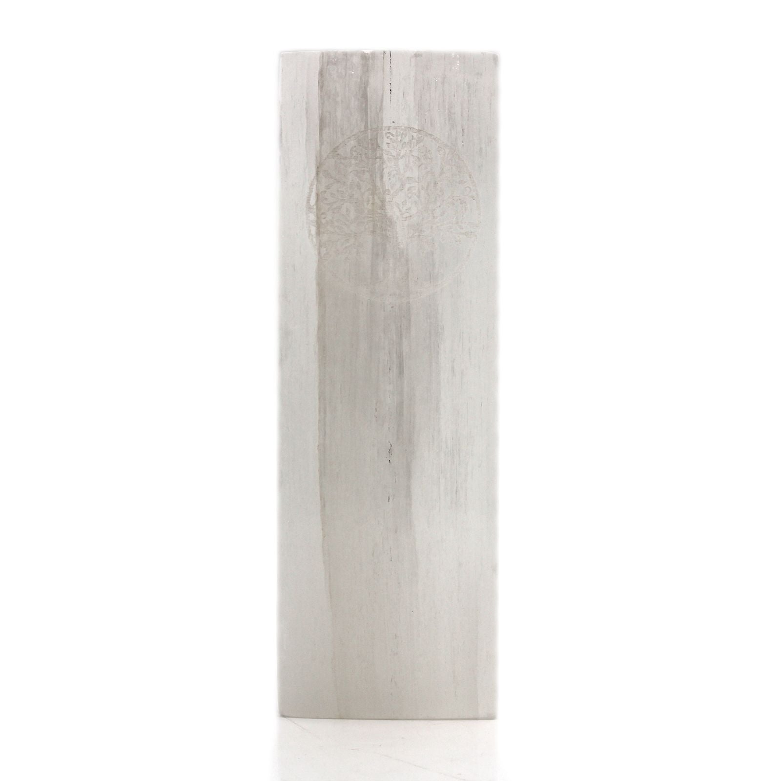 Selenite Block Lamp 25cm with Tree of Life Design for Home Decor