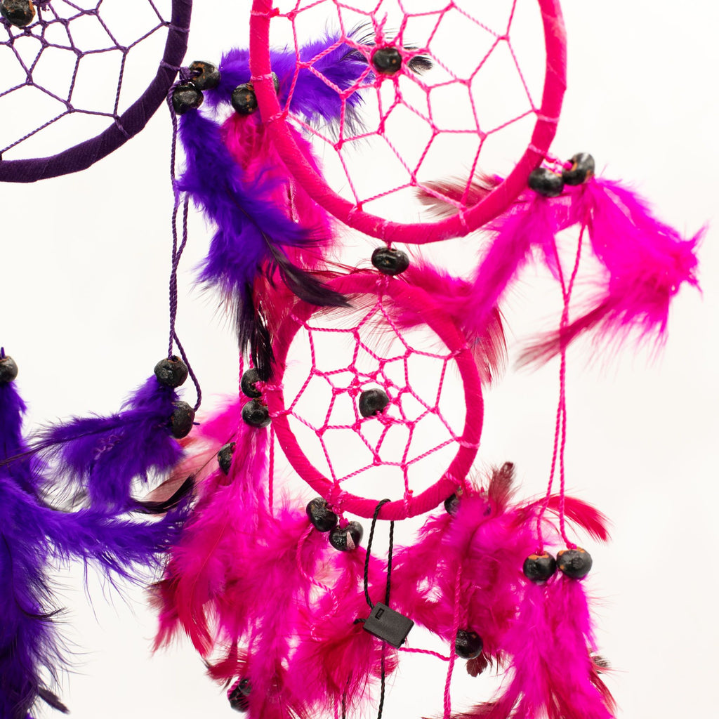 Bali Dreamcatchers Medium Round Turquoise Pink Purple Design