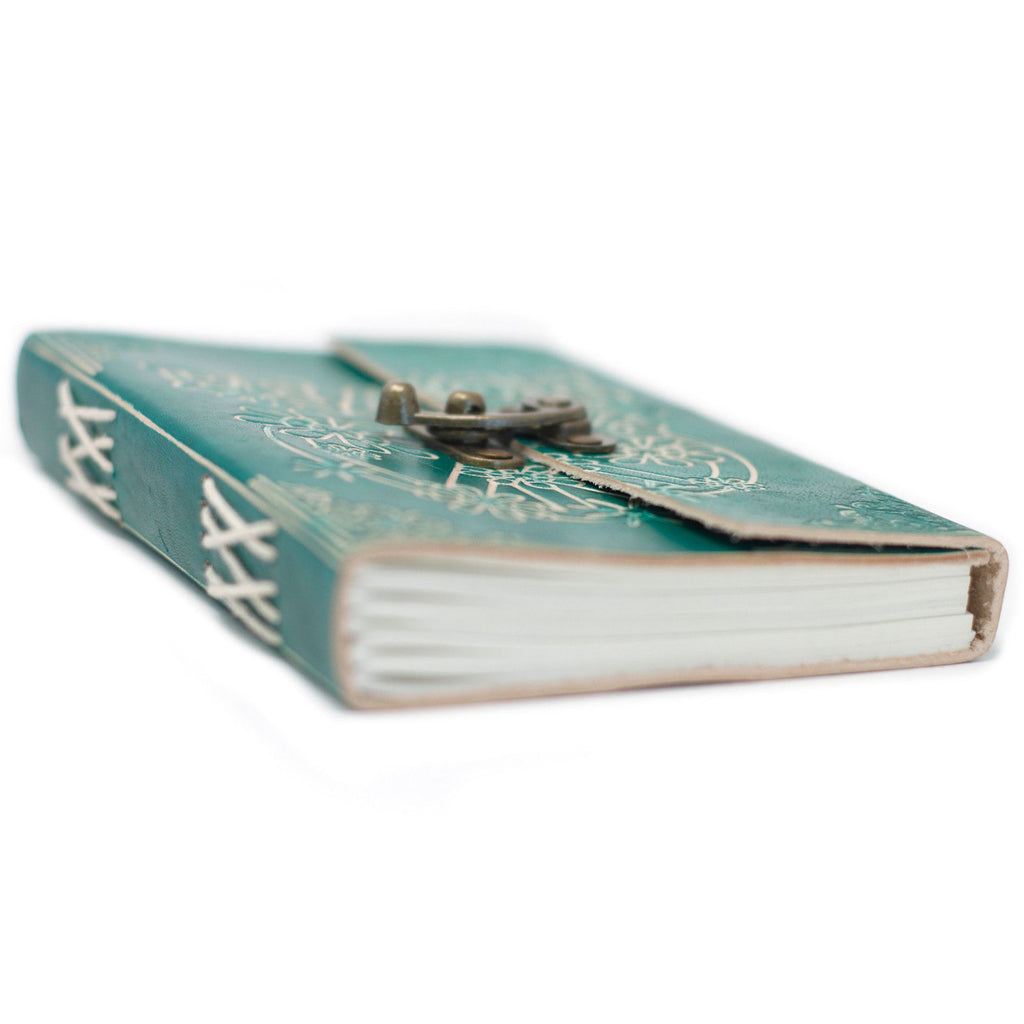 Leather Green Peace Notebook with Lock for Creative Writing