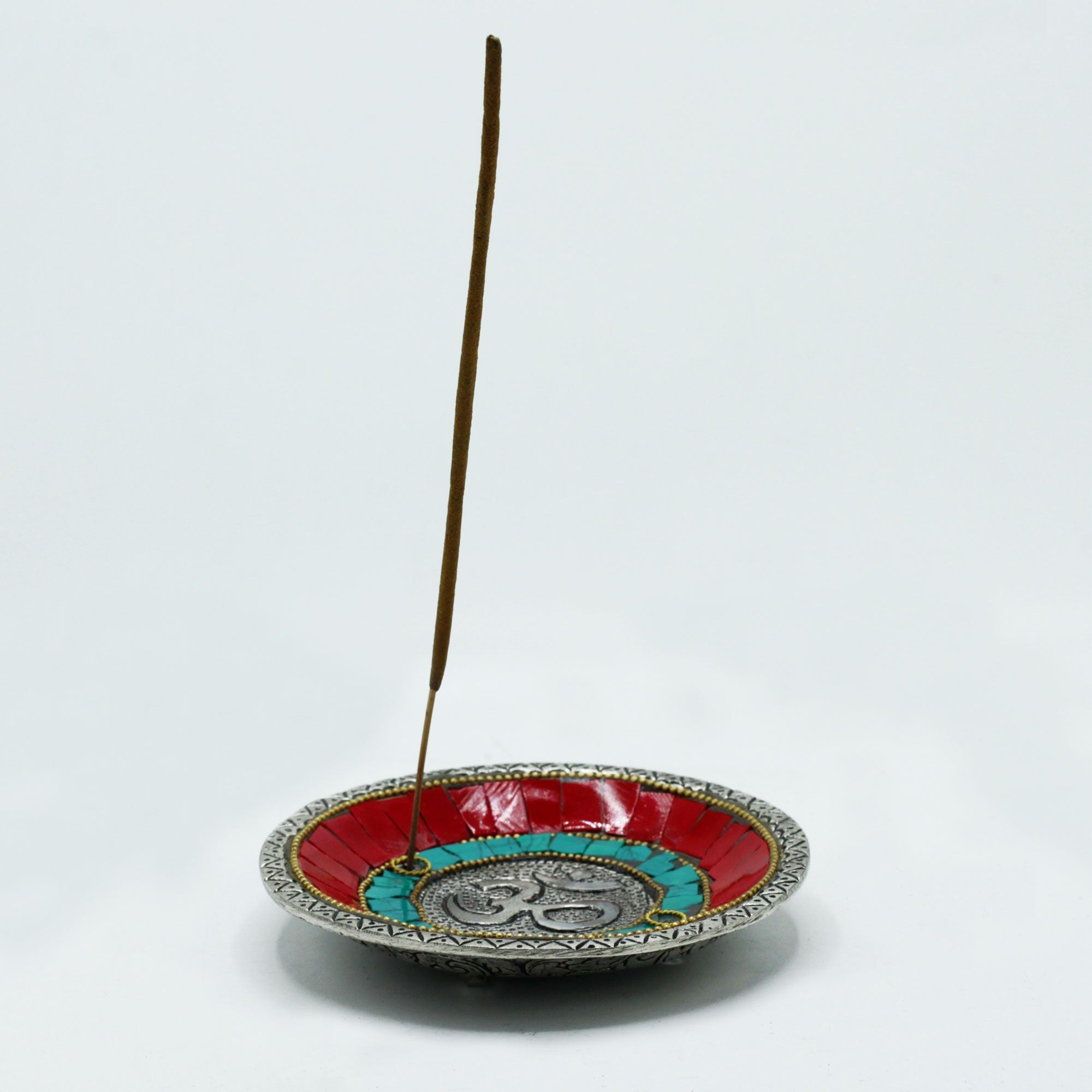 Om Plate Tibetan Decor Cone and Stick Holder for Incense Burning