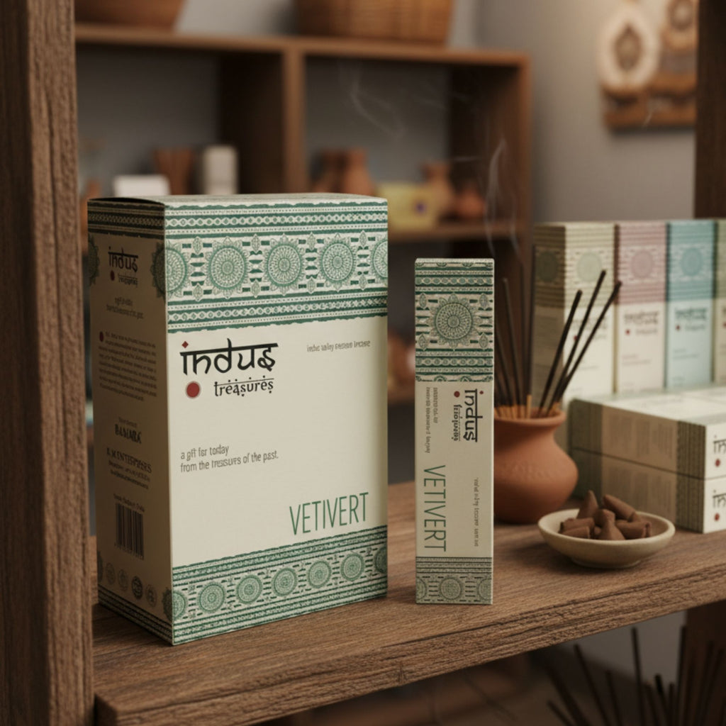 Indus Treasures Vetivert Incense Sticks 15g Pack for Relaxation