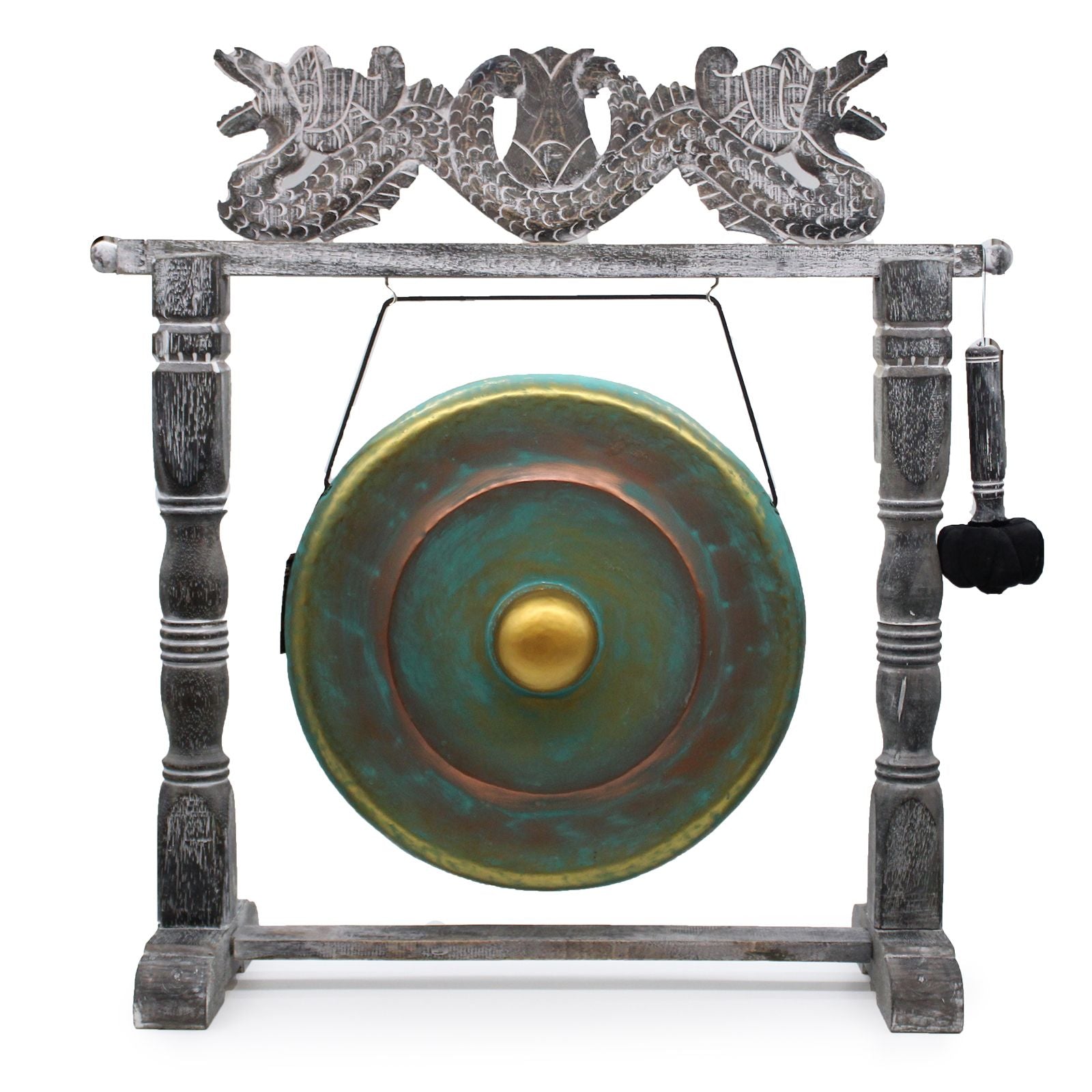 Medium Greenwash Healing Gong with Stand 50cm for Home Decor