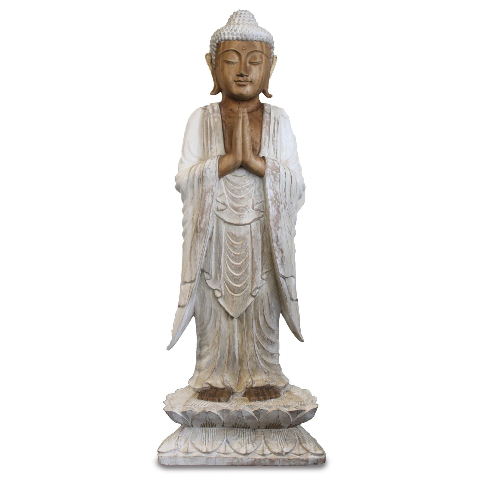 Buddha Statue Standing Whitewash 1m Welcome for Home Decor
