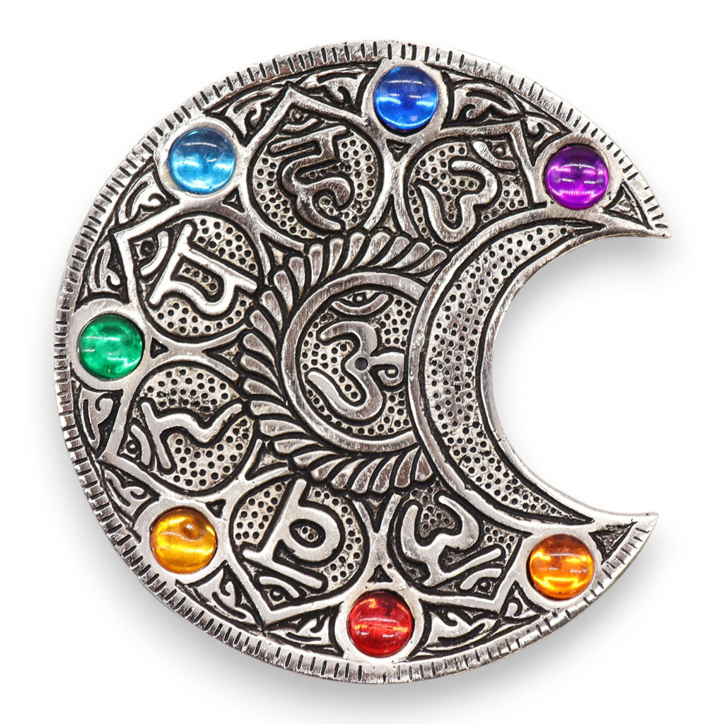 Seven Chakra Moon Incense Holder with Vibrant Chakra Design