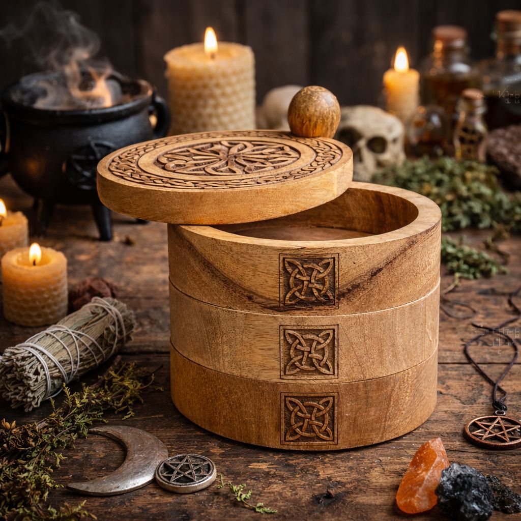 Celtic Carved 3 Tier Revolving Box