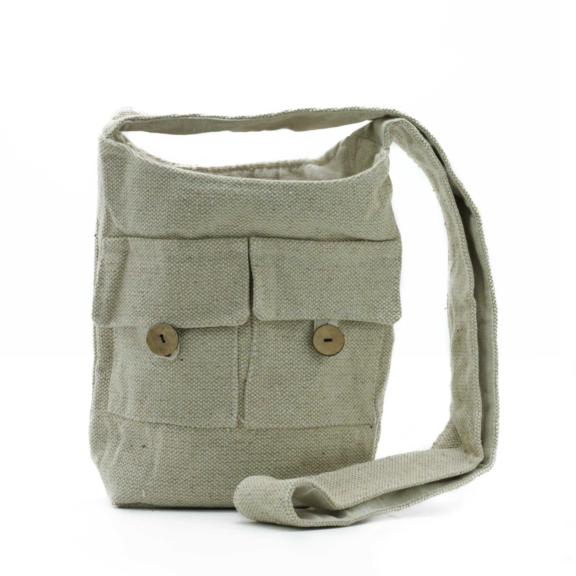 Natural Tones Two Pocket Bag Stylish Medium Crossbody Handbag