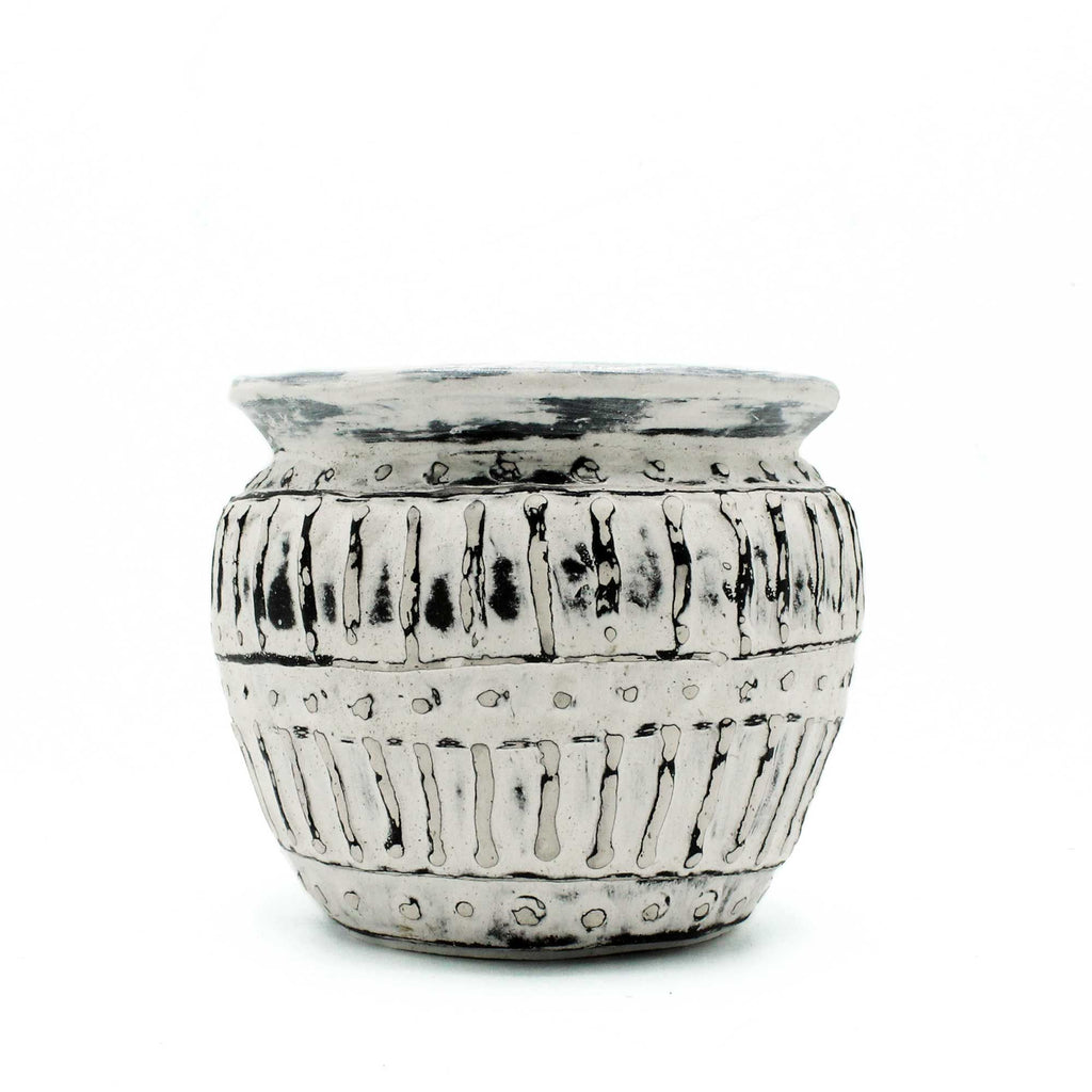Greek Clay Plant Pot in Cream Elegant 12cm Design for Plants