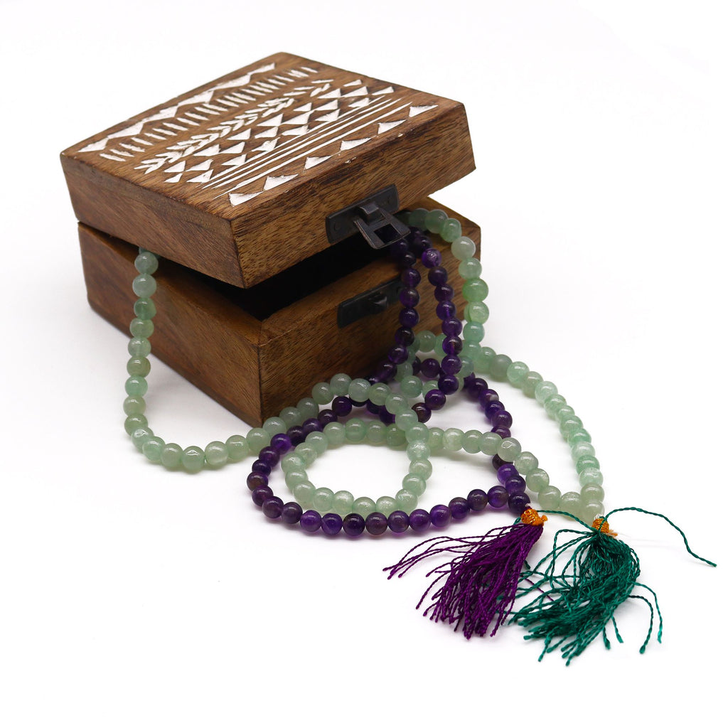 108 Bead Mala with Amethyst Gemstone for Chanting Practice