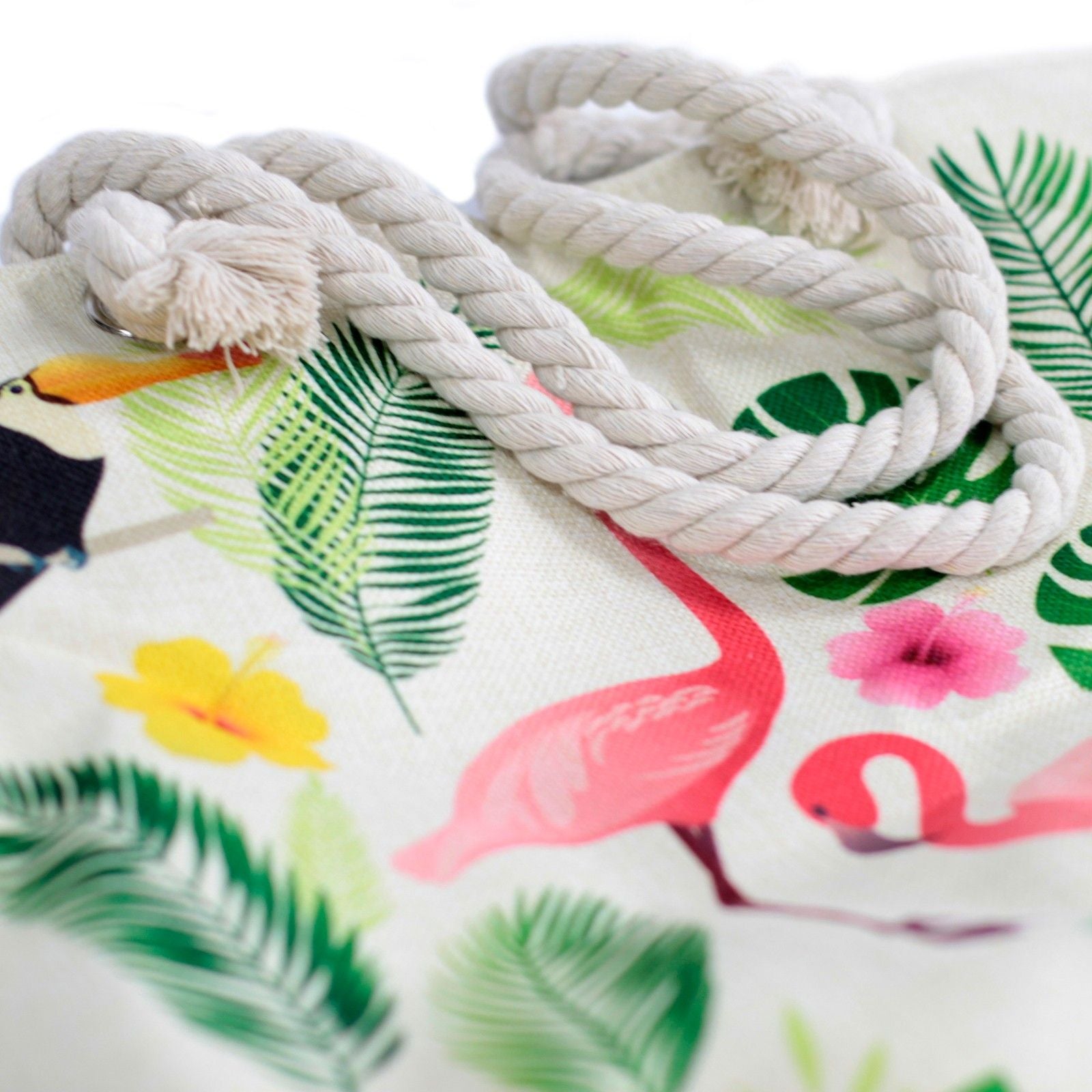 Flamingo Design Rope Handle Bag for Beach Days and Everyday Use