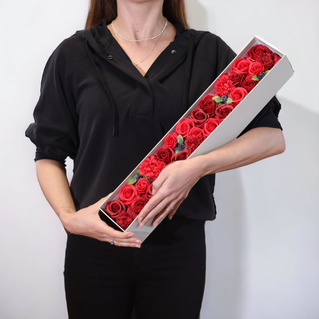 Extra Long Classic Red Roses Soap Flower Gift Box for Romance