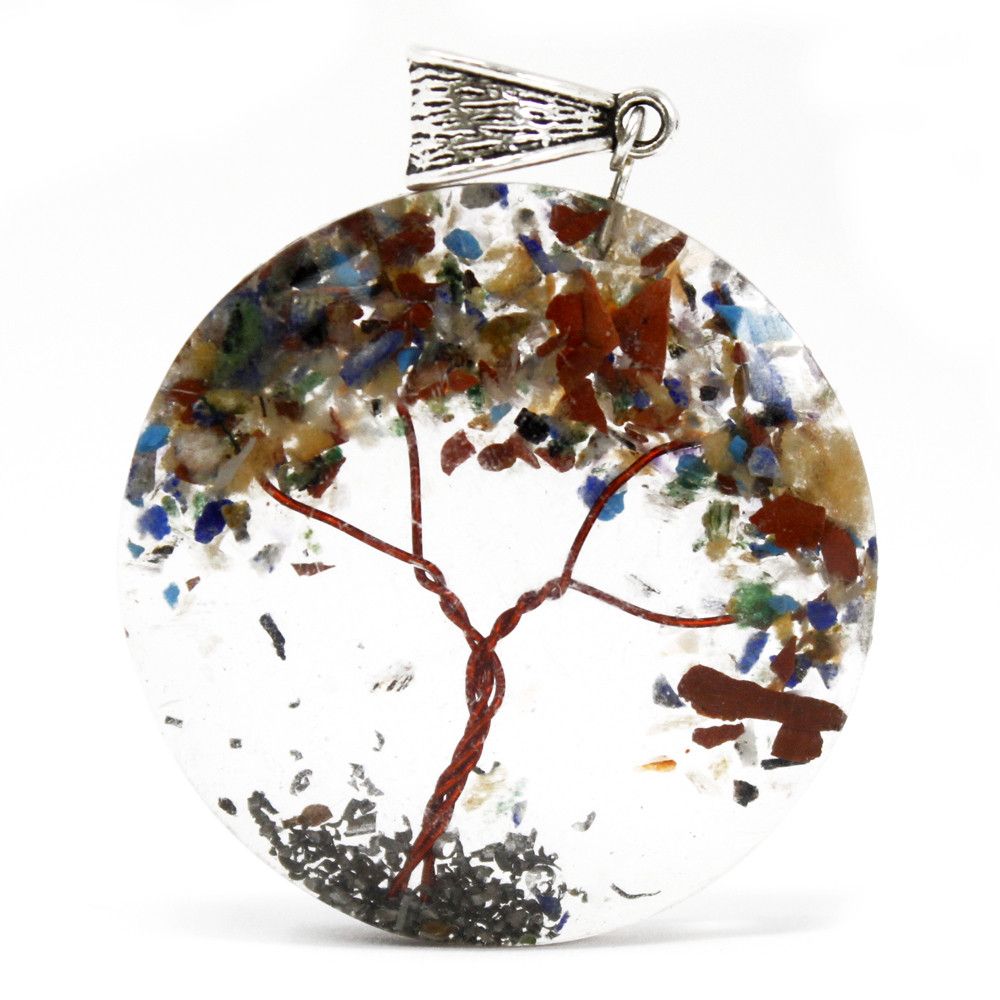Orgonite Power Pendant Round Amethyst Tree for Energy Flow