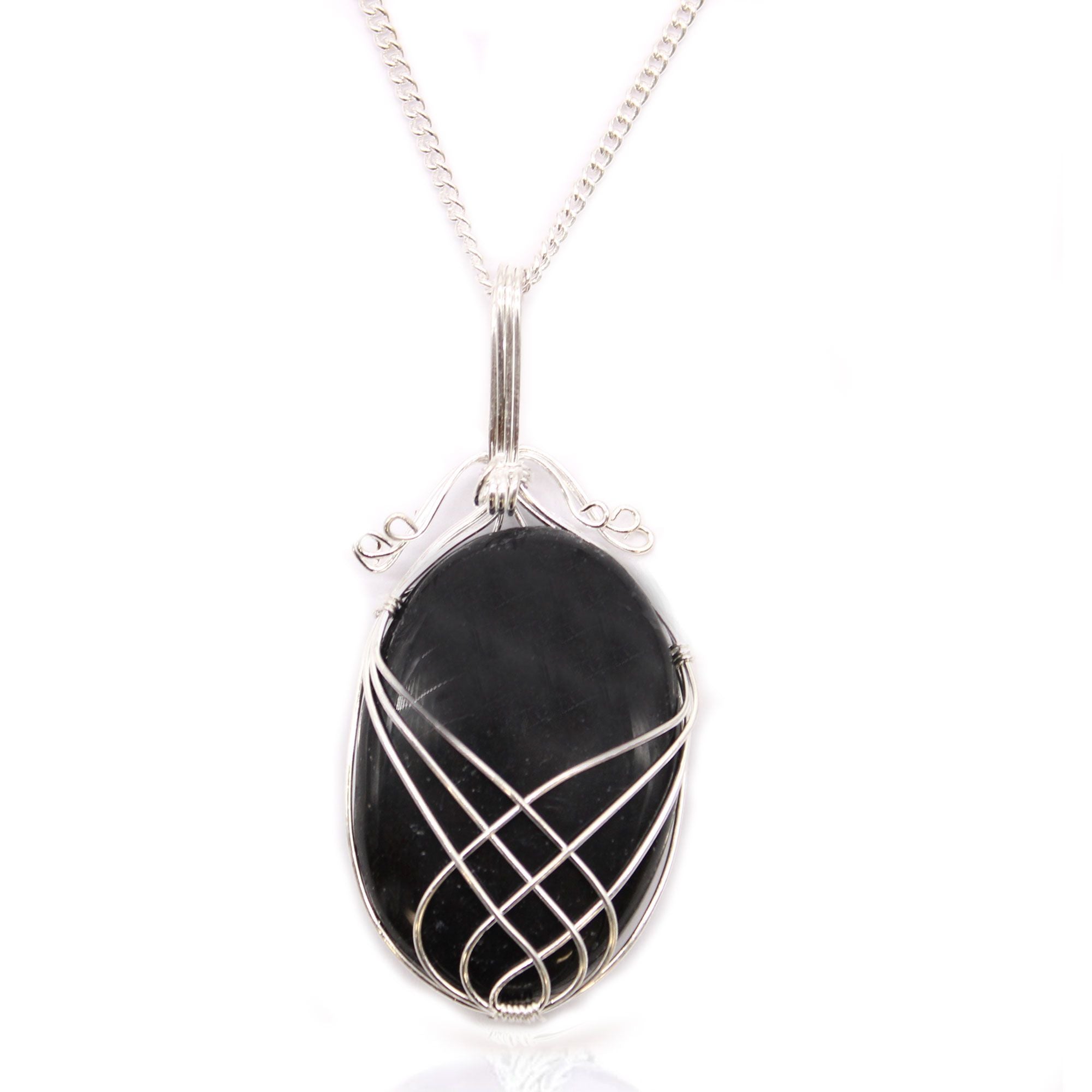 Swirl Wrapped Gemstone Necklace with Black Onyx Design