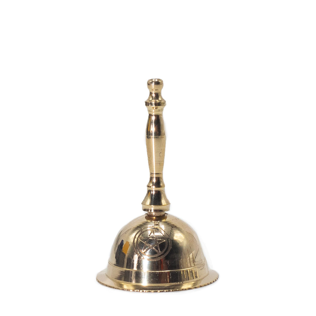 Small Altar Brass Bell with Penta Moon Design for Spiritual Rituals