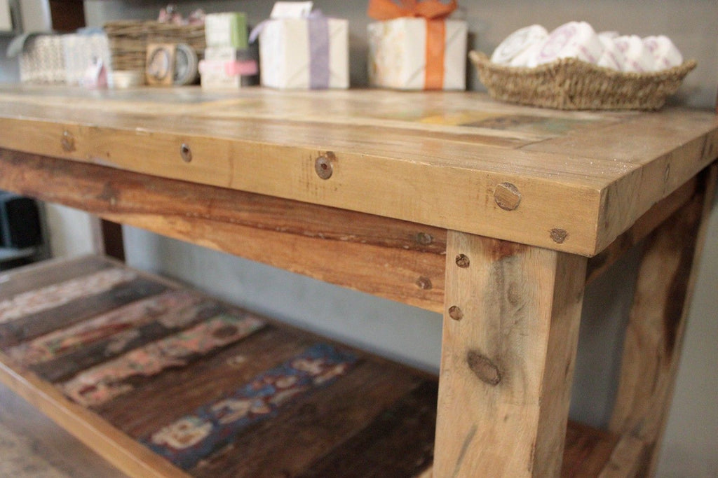 A&C 1.8m Standard Table with Top Shelf for Stylish Home Displays
