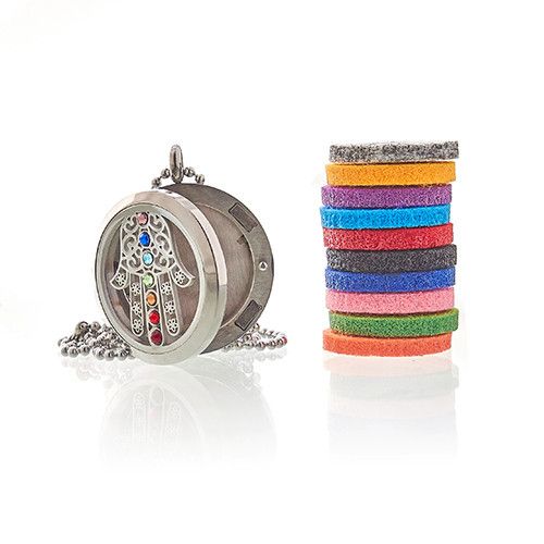 Aromatherapy Jewellery Necklace with Hamsa Chakra Design 30mm