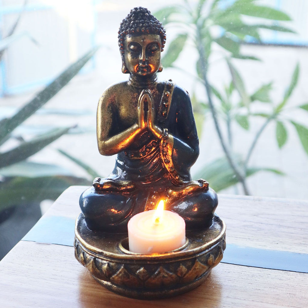Medium Red Buddha Candle Holder for Home Decor and Gifts
