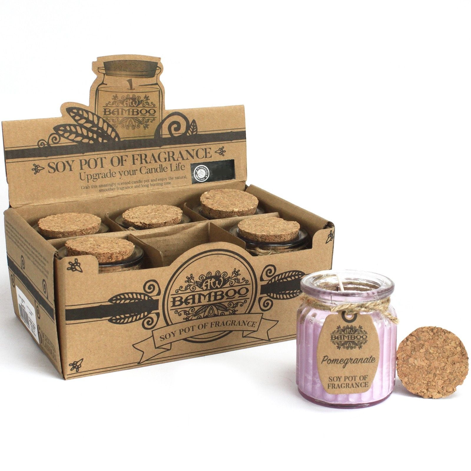 Pomegranate Soy Pot of Fragrance Candles with Cork Lid Design