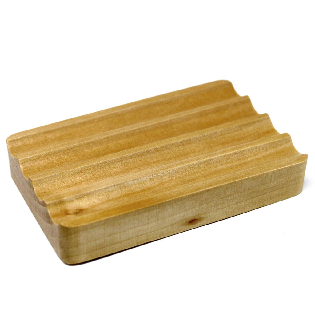 Hemu Wood Soap Dish with Corrugated Design for Lasting Soaps