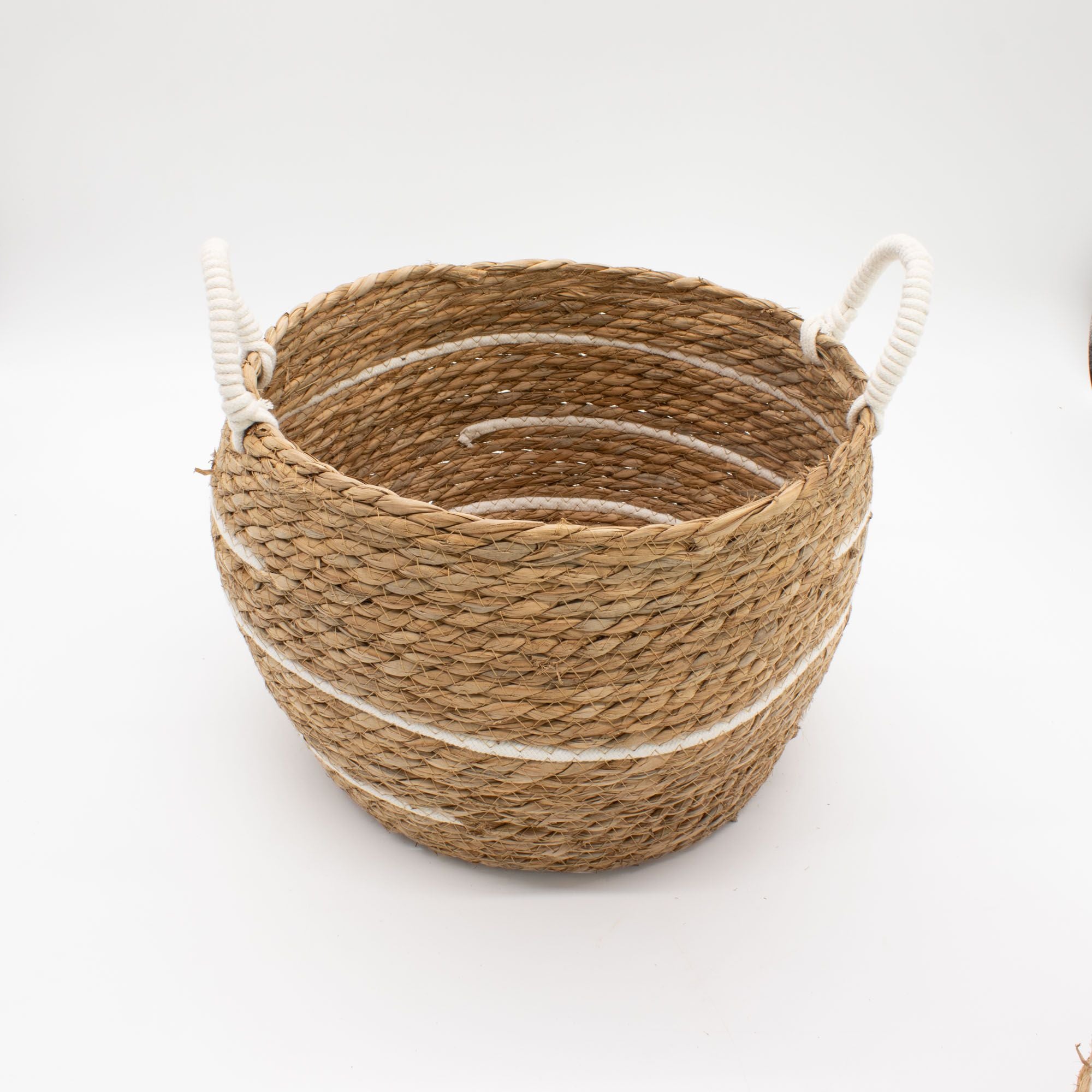 Cotton & Seagrass Large Baskets Set of 3 with Natural Stripes