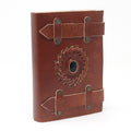 Leather Black Onyx Notebook with Belts for Vintage Style Journals