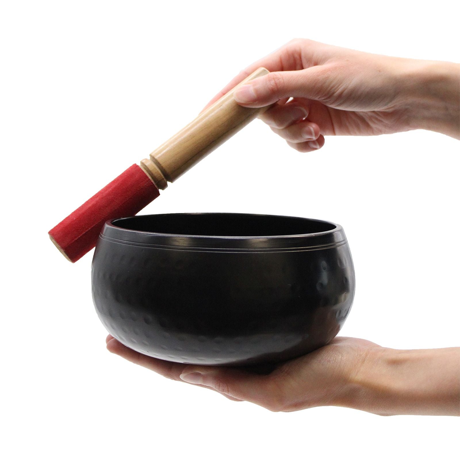 Large Black Beaten Singing Bowl 18cm with Deep Resonant Sound