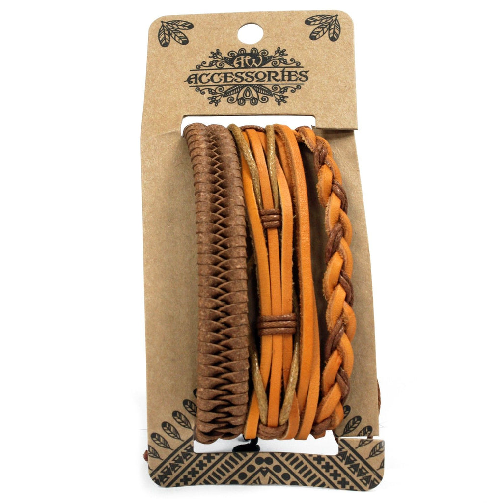 Stylish Mens Bracelet Sets with Tanned Leather and Unique Designs