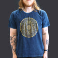 Nomad Sari Stonewashed Cotton T Shirt with Mandala Design in Blue