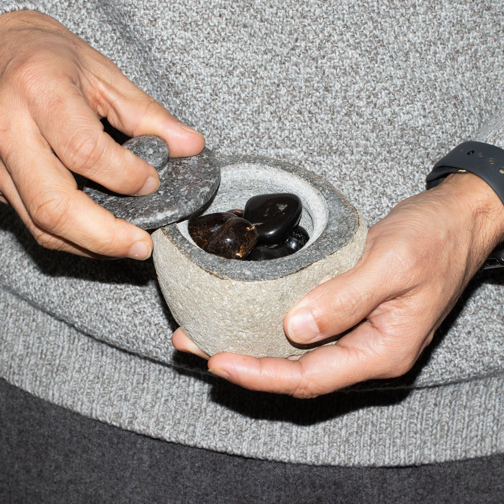 Natural Riverstone Grounding Pot Small for Unique Home Decor